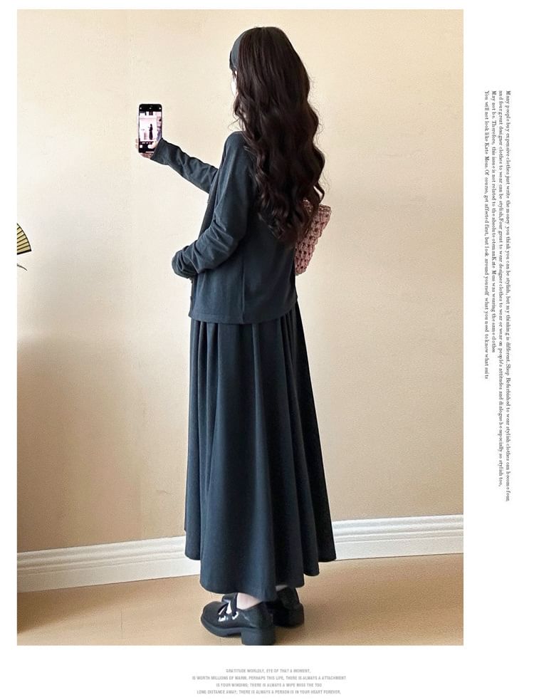 Maternity Cami Cardigan Maxi Skirt Knitted Four-Piece Set