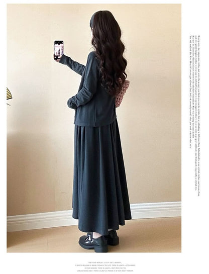 Maternity Cami Cardigan Maxi Skirt Knitted Four-Piece Set