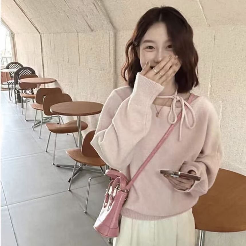Plain Boat-Neck Knitted Sweater