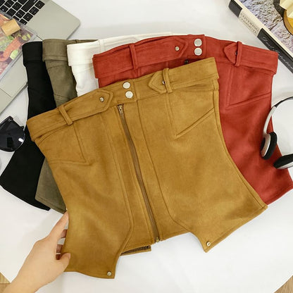Zip-Up Tube Top with Solid Color, Fitted Silhouette