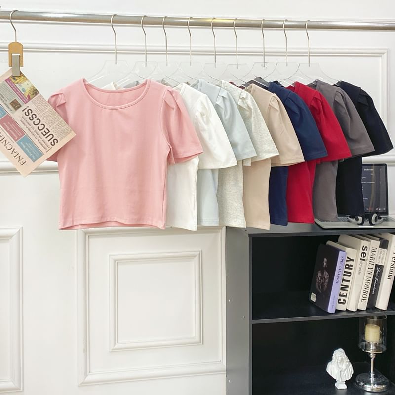 Solid Tee with Crew Neck, Short Sleeved, Relaxed Fit