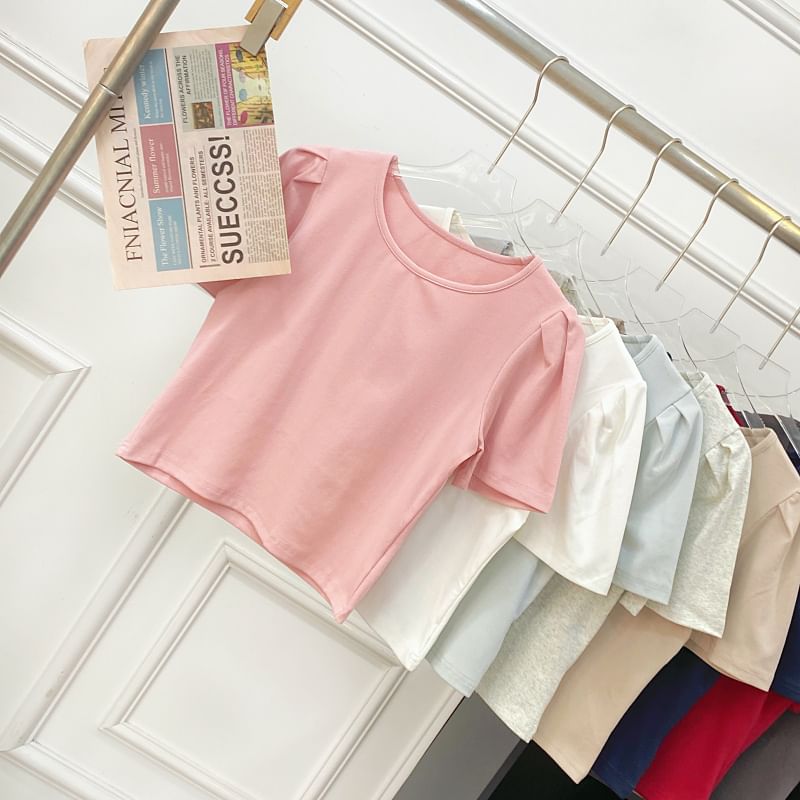 Solid Tee with Crew Neck, Short Sleeved, Relaxed Fit