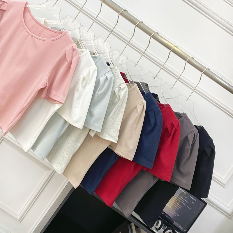Solid Tee with Crew Neck, Short Sleeved, Relaxed Fit