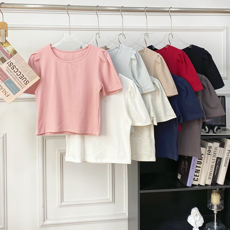 Solid Tee with Crew Neck, Short Sleeved, Relaxed Fit