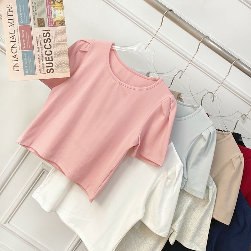 Solid Tee with Crew Neck, Short Sleeved, Relaxed Fit