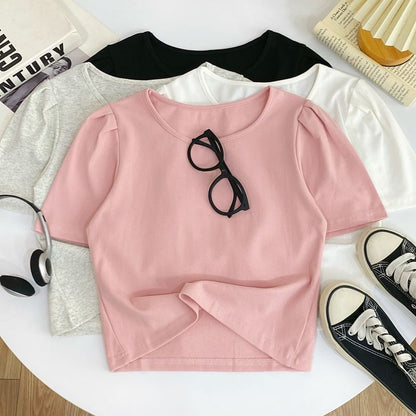 Solid Tee with Crew Neck, Short Sleeved, Relaxed Fit