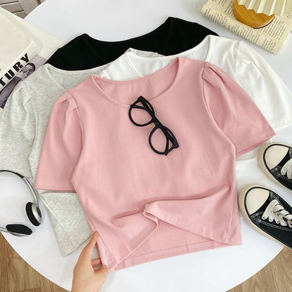 Solid Tee with Crew Neck, Short Sleeved, Relaxed Fit
