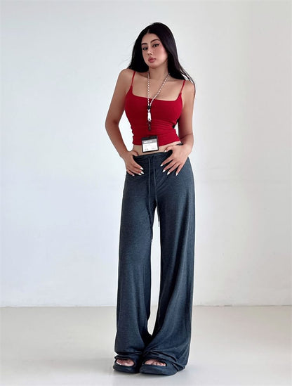 Solid Cami Top with Square Neck, Spaghetti Straps, Slim Fit