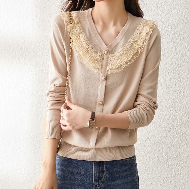 Lace Trim Cardigan
