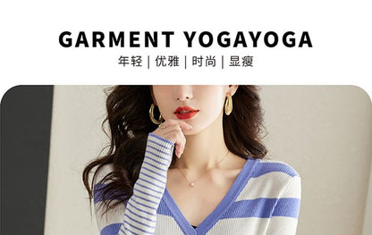 Striped V-Neck Cardigan