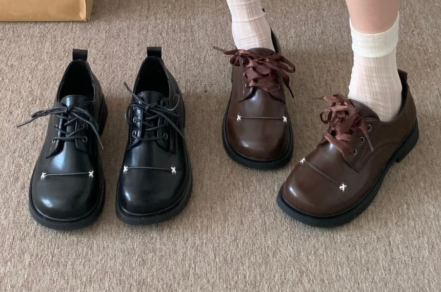 Faux Leather Lace-Up Shoes