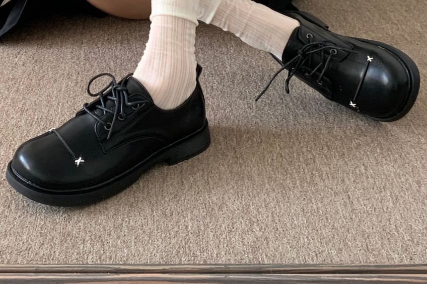 Faux Leather Lace-Up Shoes