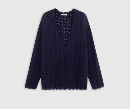 Spaghetti Strap Knit Camisole Top with High-Waisted Shorts and Pointelle Cardigan Set