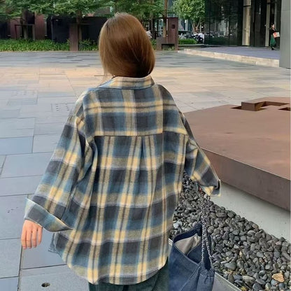 Plaid Pocket-Detail Long-Sleeved Shirt