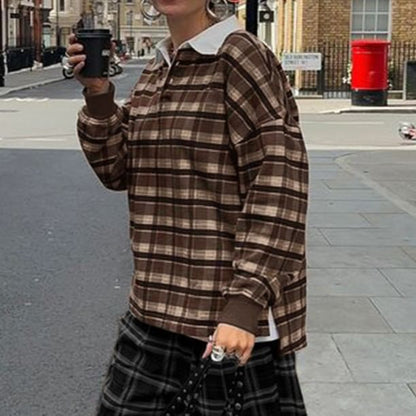Plaid Polo Pullover Sweater