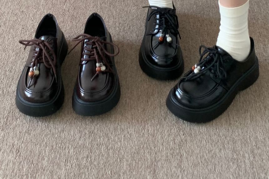 Faux Leather Platform Lace-Up Shoes