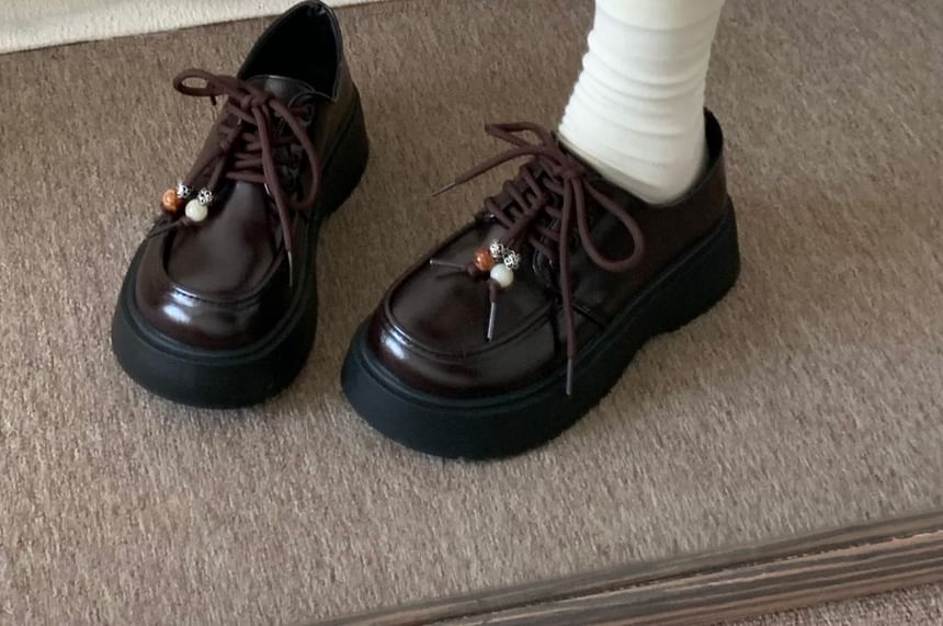 Faux Leather Platform Lace-Up Shoes
