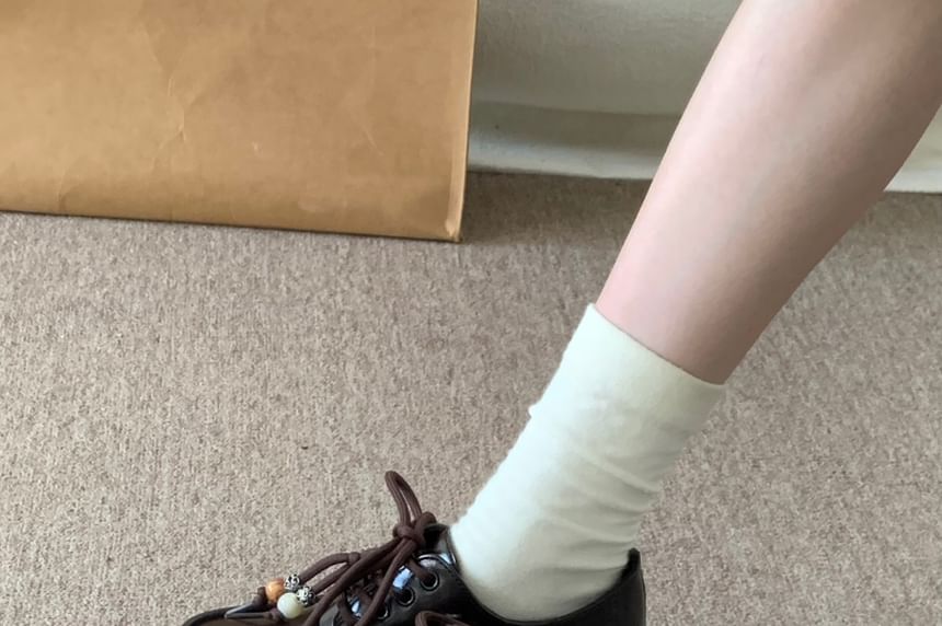 Faux Leather Platform Lace-Up Shoes