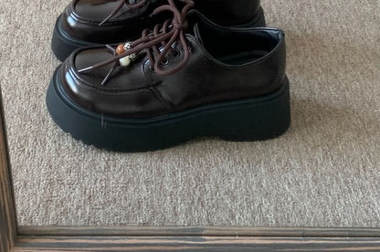 Faux Leather Platform Lace-Up Shoes