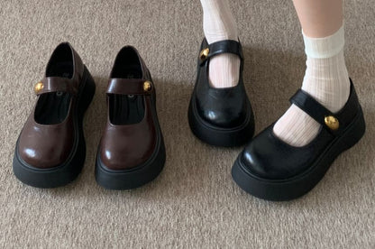 Faux Leather Platform Mary Jane Shoes