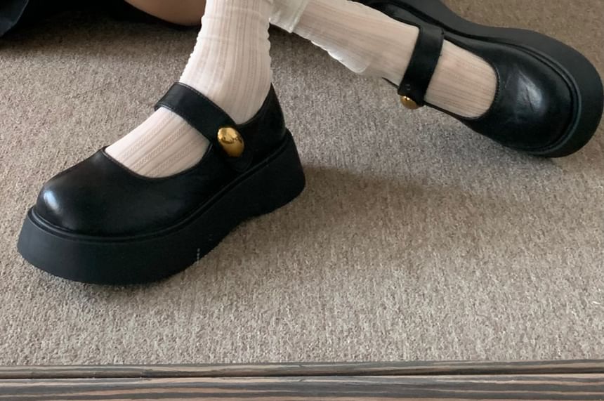 Faux Leather Platform Mary Jane Shoes