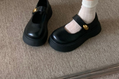 Faux Leather Platform Mary Jane Shoes
