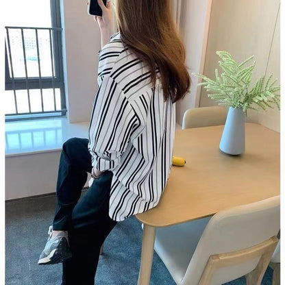 Striped Collared Long-Sleeved Shirt