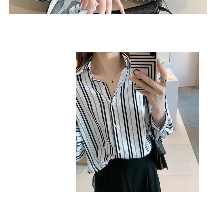Striped Collared Long-Sleeved Shirt