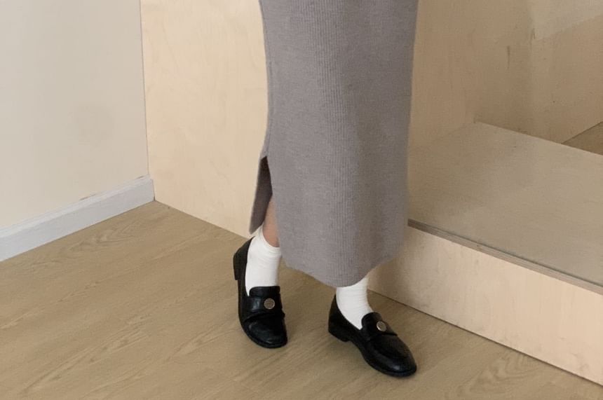 Mock Neck Plain Maxi Sweater Dress