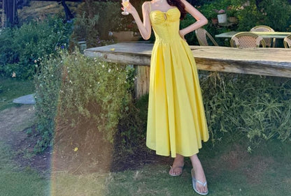 Spaghetti Strap Plain Maxi A-Line Dress