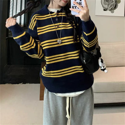 Striped Polo Pullover Sweater