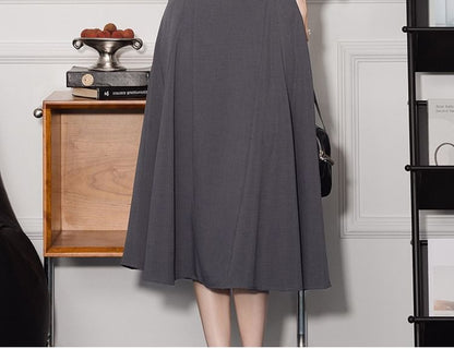 Plain Satin Long-Sleeved Blouse