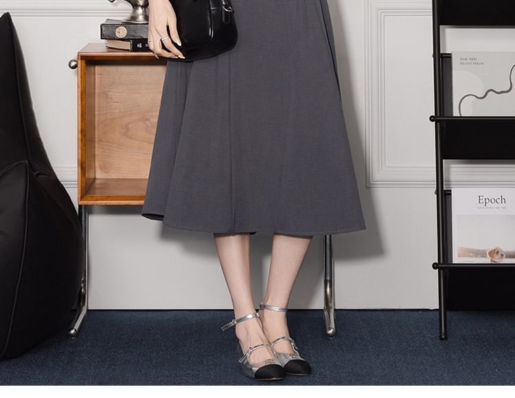 Plain Satin Long-Sleeved Blouse