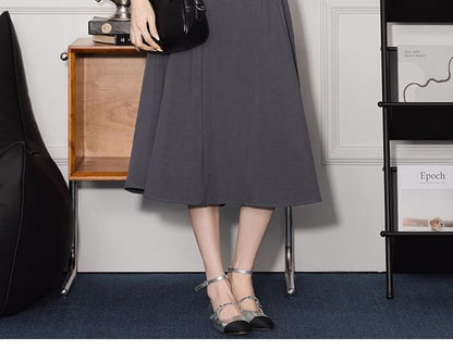 Plain Satin Long-Sleeved Blouse