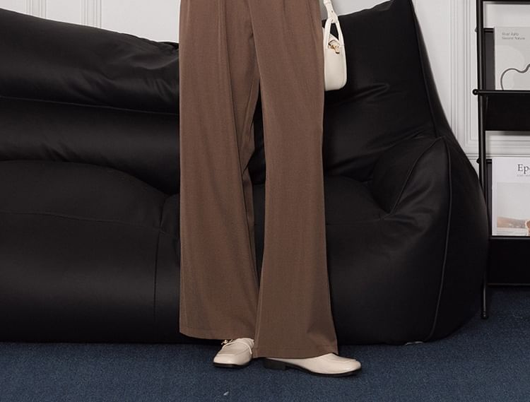 Plain Ruffle Satin Collared Long-Sleeved Blouse