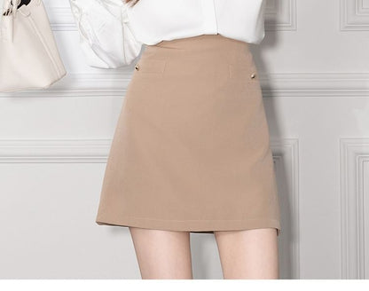 Band-Collar Sleeved Plain Casual Blouse