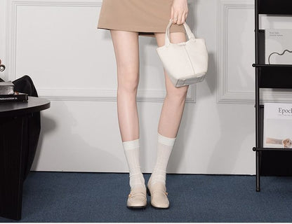 Band-Collar Sleeved Plain Casual Blouse