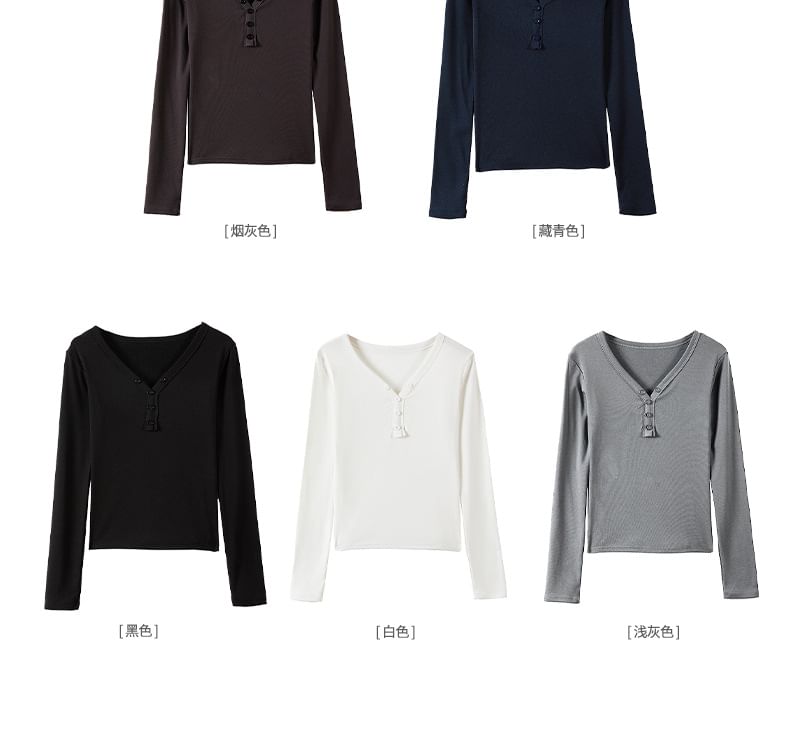 Slim-Fit Henley Long-Sleeved Tee