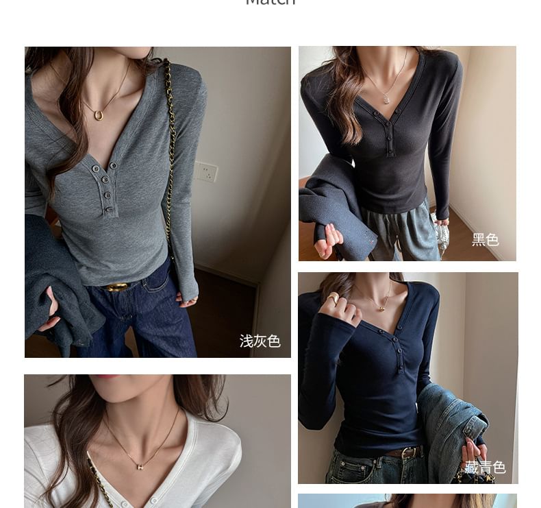 Slim-Fit Henley Long-Sleeved Tee
