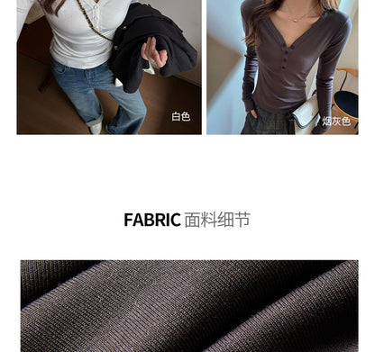 Slim-Fit Henley Long-Sleeved Tee