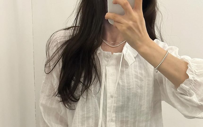 Sleeved Basic Shirt & V-Neck Knit Sweater Vest