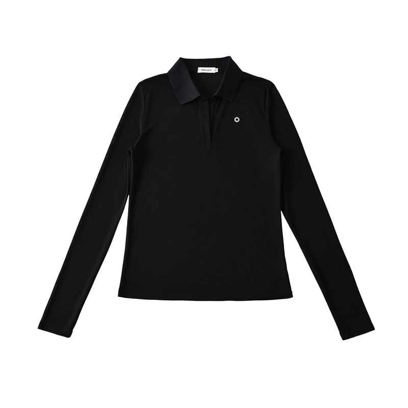 Collared Sleeved Plain Casual Tee
