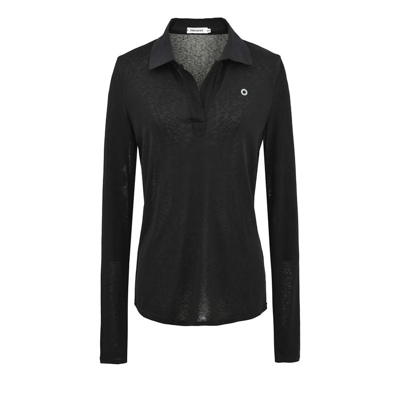 Collared Sleeved Plain Casual Tee