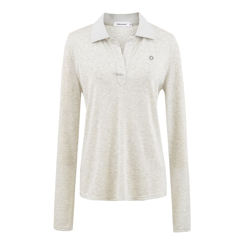 Collared Sleeved Plain Casual Tee