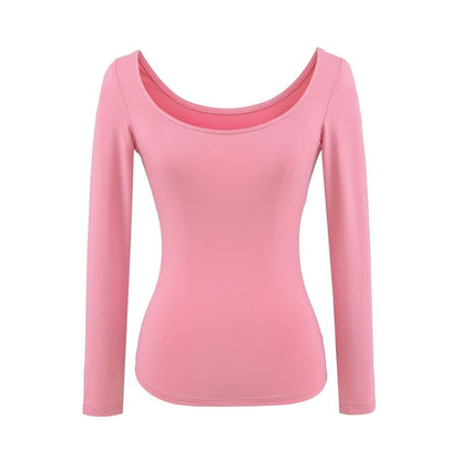 Scoop-Neck Sleeved Plain Basic Tee