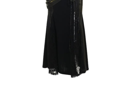 Spaghetti Strap Glitter Maxi A-Line Dress / Long-Sleeve Lace Shrug