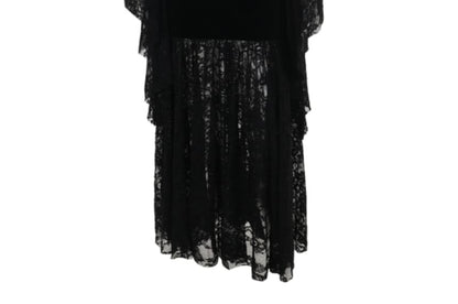 Long-Sleeve V-Neck Plain Lace Maxi Bodycon Dress