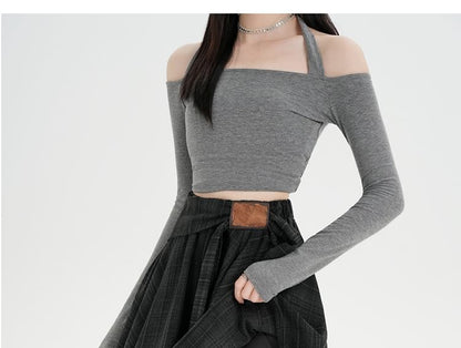 Plaid Asymmetrical Tie Front A-Line Skirt