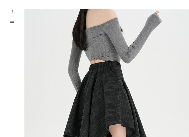 Plaid Asymmetrical Tie Front A-Line Skirt