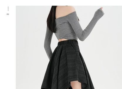 Plaid Asymmetrical Tie Front A-Line Skirt